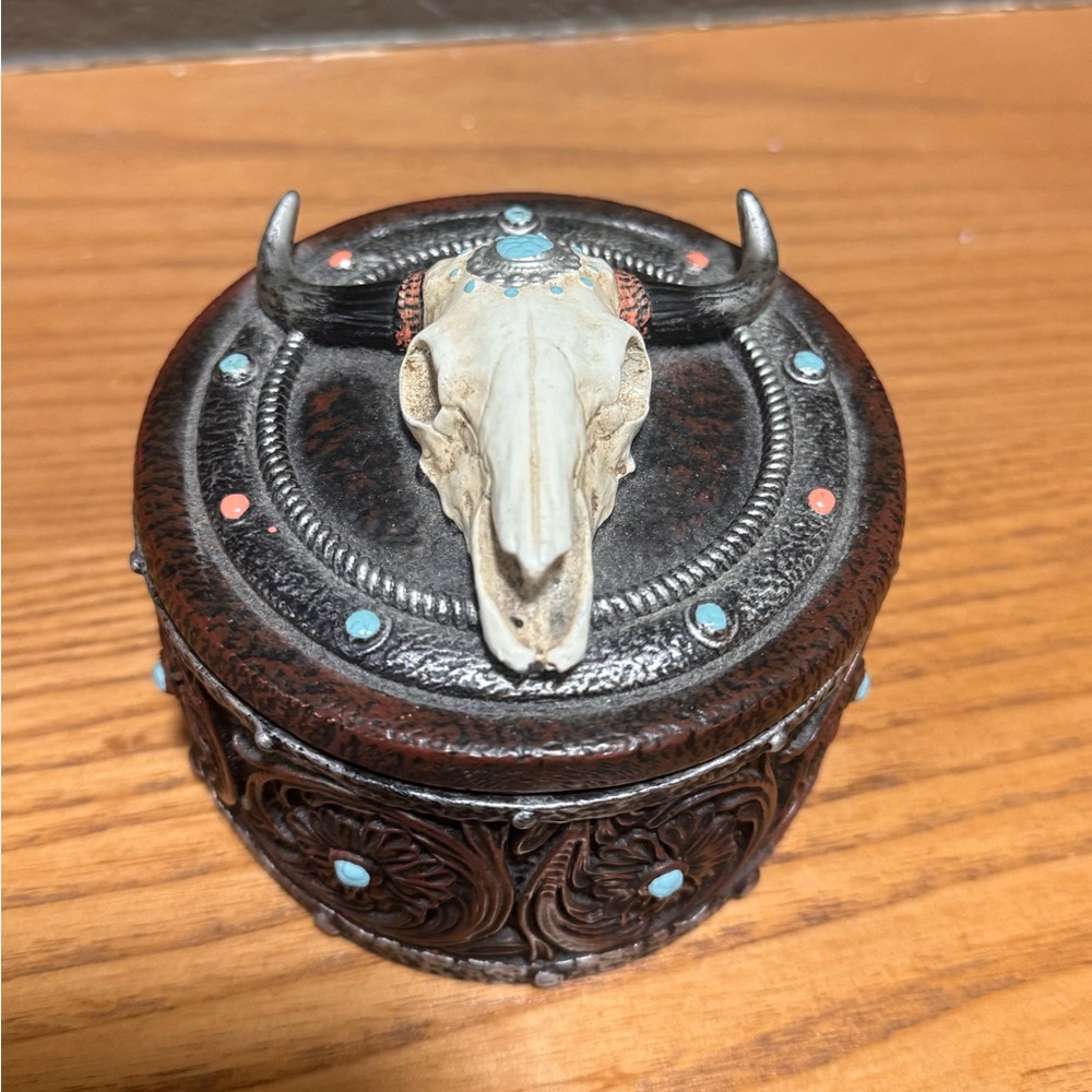 Western cow skull jewelry box